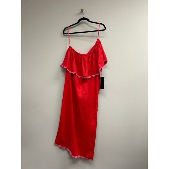 TUCKERNUCK Hibiscus Red Linen Amalfi Dress S - NWT - Picture 4 of 5